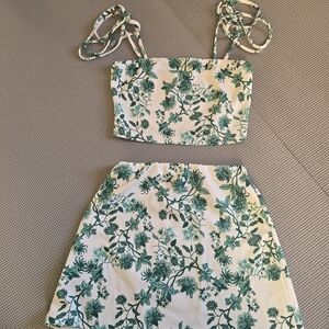Floral Crop Top and Skirt Set